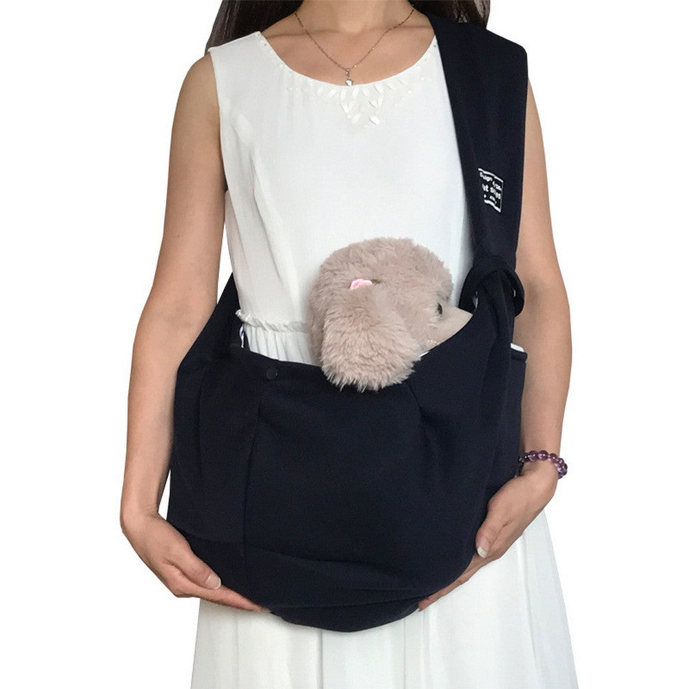 Reversible Pet Cat Sling Carrier Bag Puppy Travel Bag with Phone Pocket Black