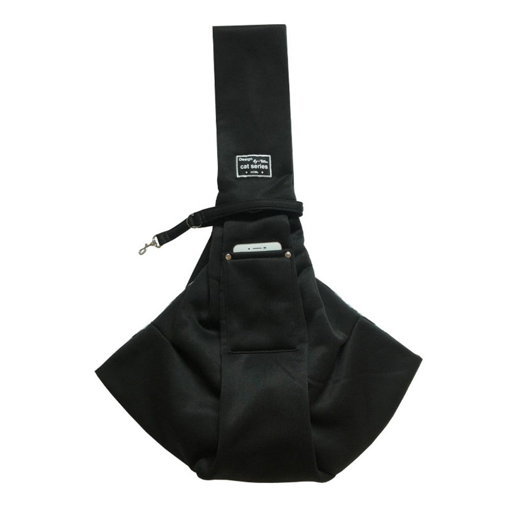 Reversible Pet Cat Sling Carrier Bag Puppy Travel Bag with Phone Pocket Black
