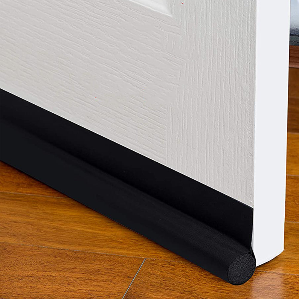 2pcs Door Draft Stopper Sweep Seal Bottom Strip Blocks of Doors for Exterior Interior Doors -Black