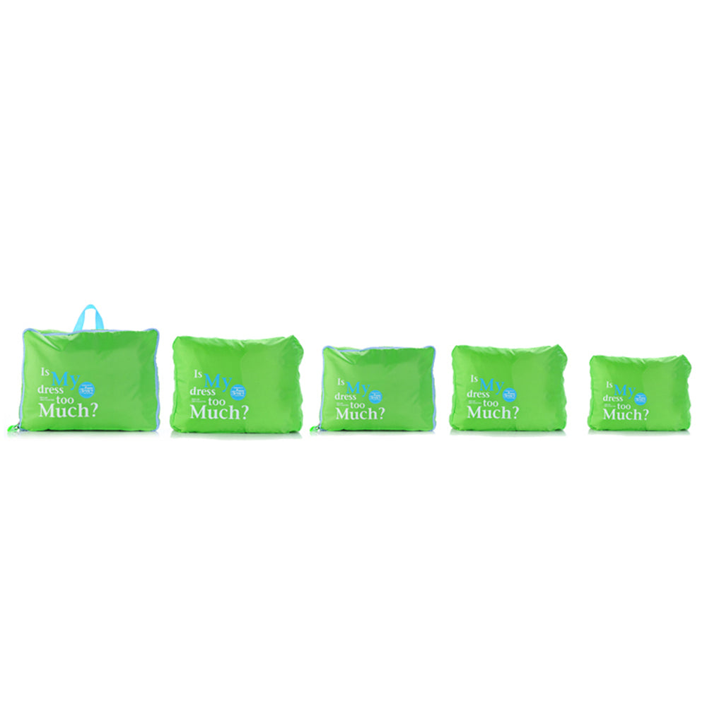 5pcs Set Travel Luggage Organiser Bag Sets Pouches Suitcase Packing Bags -Green