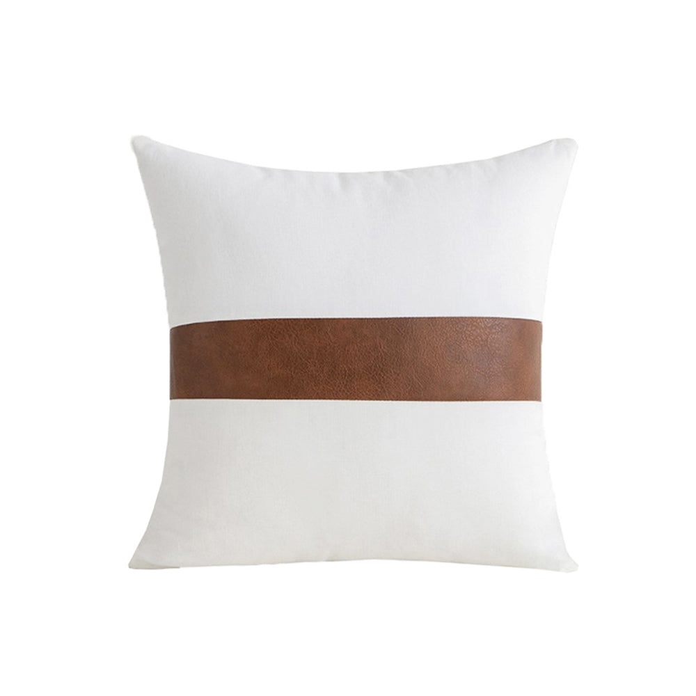 Pillow Cover PU Leather Throw Pillow Covers Farmhouse Decor Stripe Patchwork Modern Decor Square Cushion Covers-Style 2