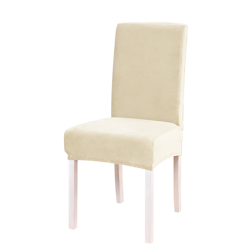 Velvet Dining Chair Covers Washable Kitchen Chair Slipcovers -Beige