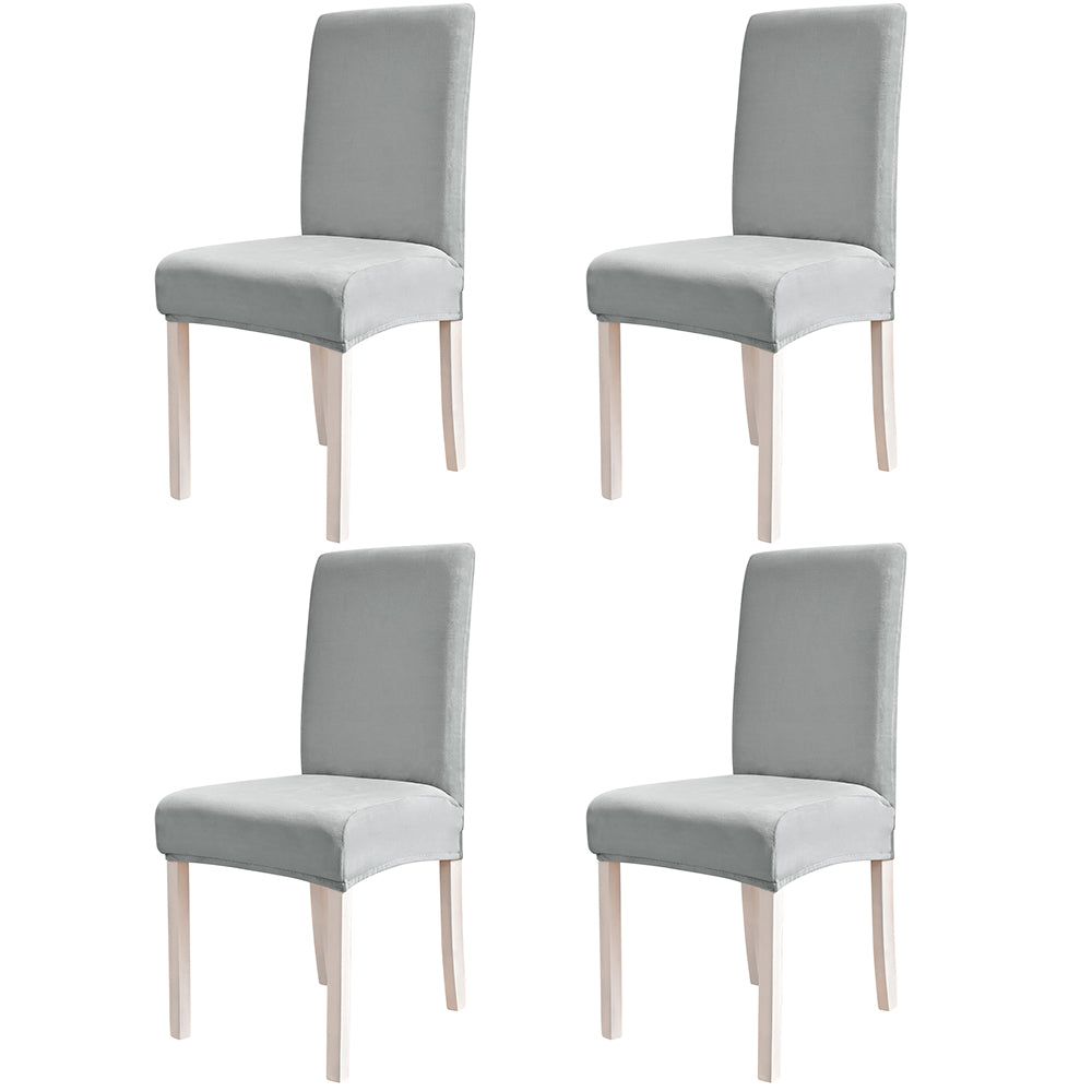 4pcs Velvet Dining Chair Covers Washable Kitchen Chair Slipcovers -Light grey