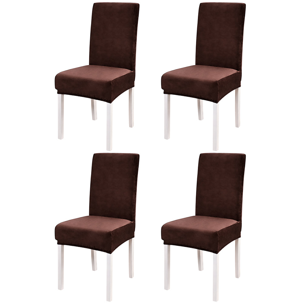 4Pcs Velvet Dining Chair Covers Washable Kitchen Chair Slipcovers -Coffee