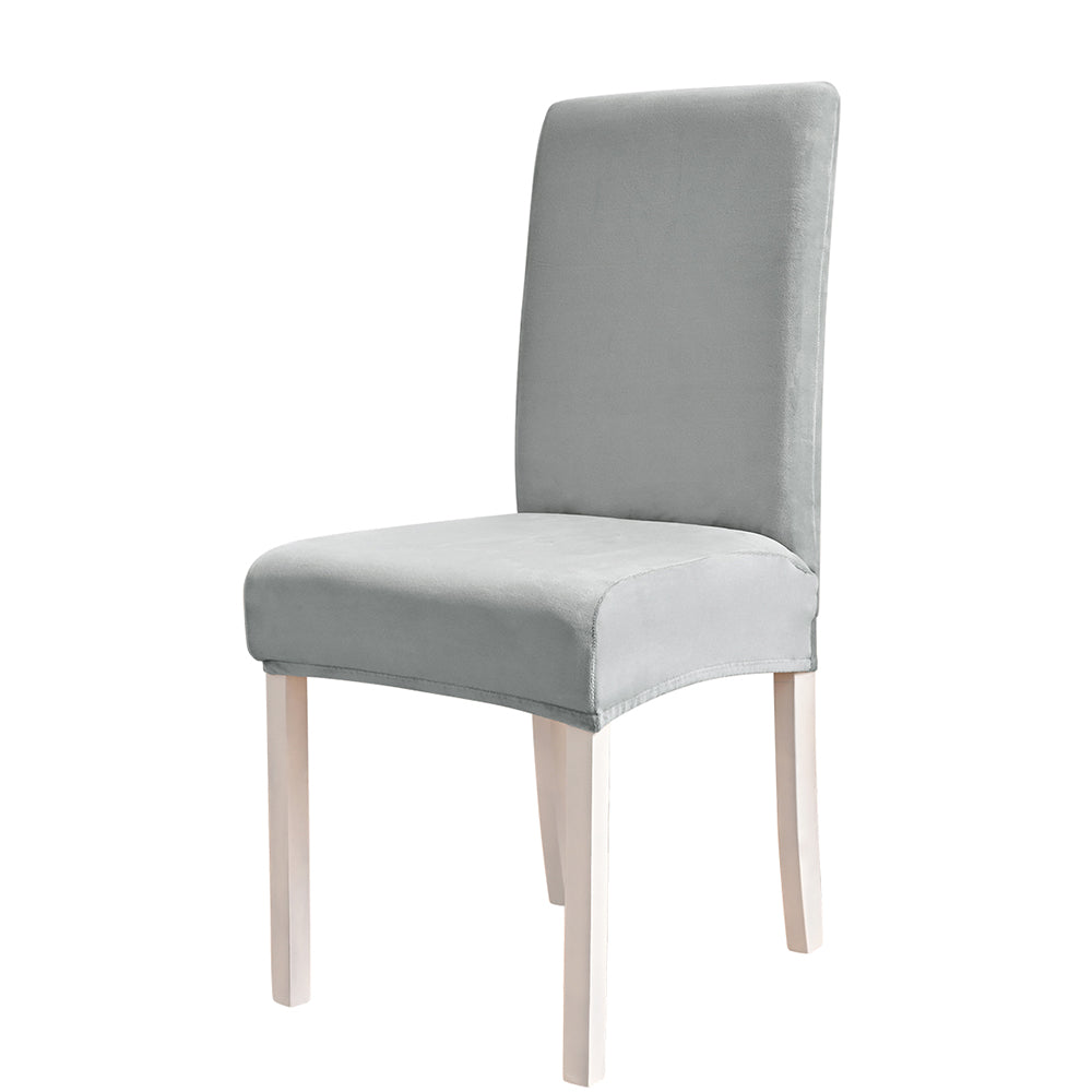 Velvet Dining Chair Covers Washable Kitchen Chair Slipcovers -Light grey