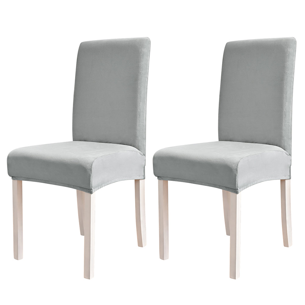 2pcs Velvet Dining Chair Covers Washable Kitchen Chair Slipcovers -Light grey