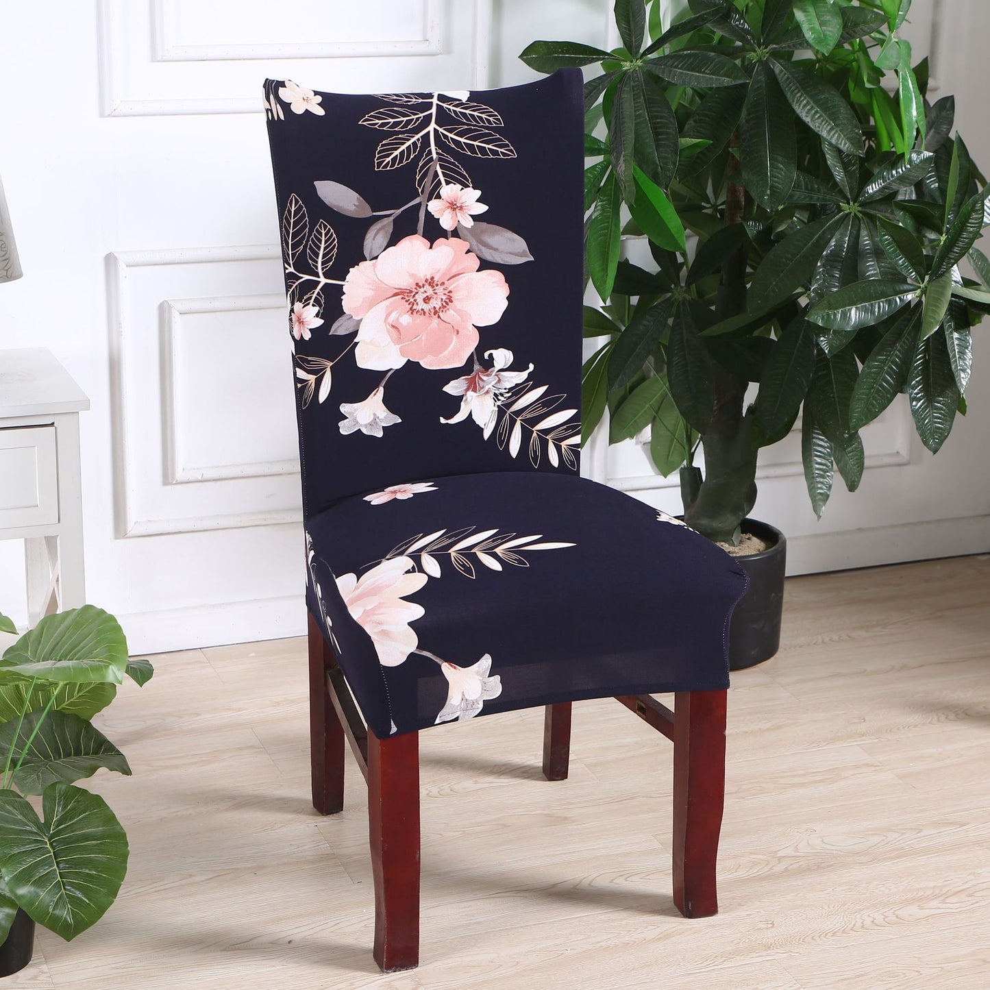 Chair Cover 4pcs Flower Printed Chair Cover Washable Stretch Banquet Hotel Dining Room Arm Office Chair Cover - Style 1