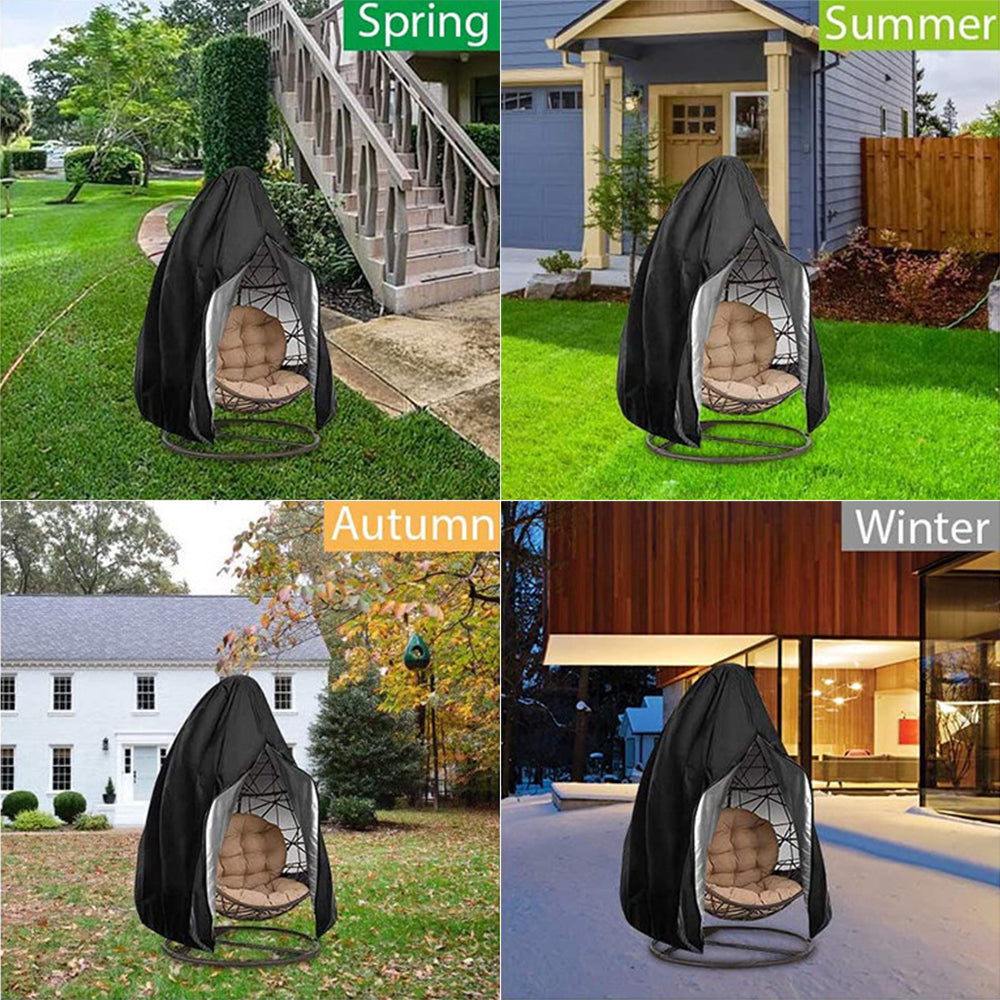 Chair Cover 2Pcs Oslimea Patio Hanging Egg Chair Cover Durable Lightweight Waterproof Egg Swing -Black