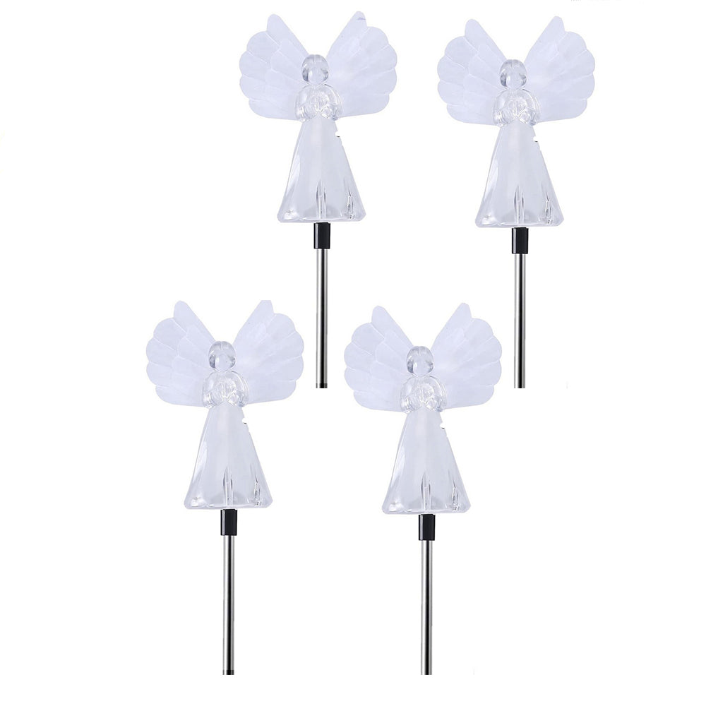 4pcs Angel Solar Garden Lights Outdoor Landscape Stake Lights for Patio Yard Lawn Decoration