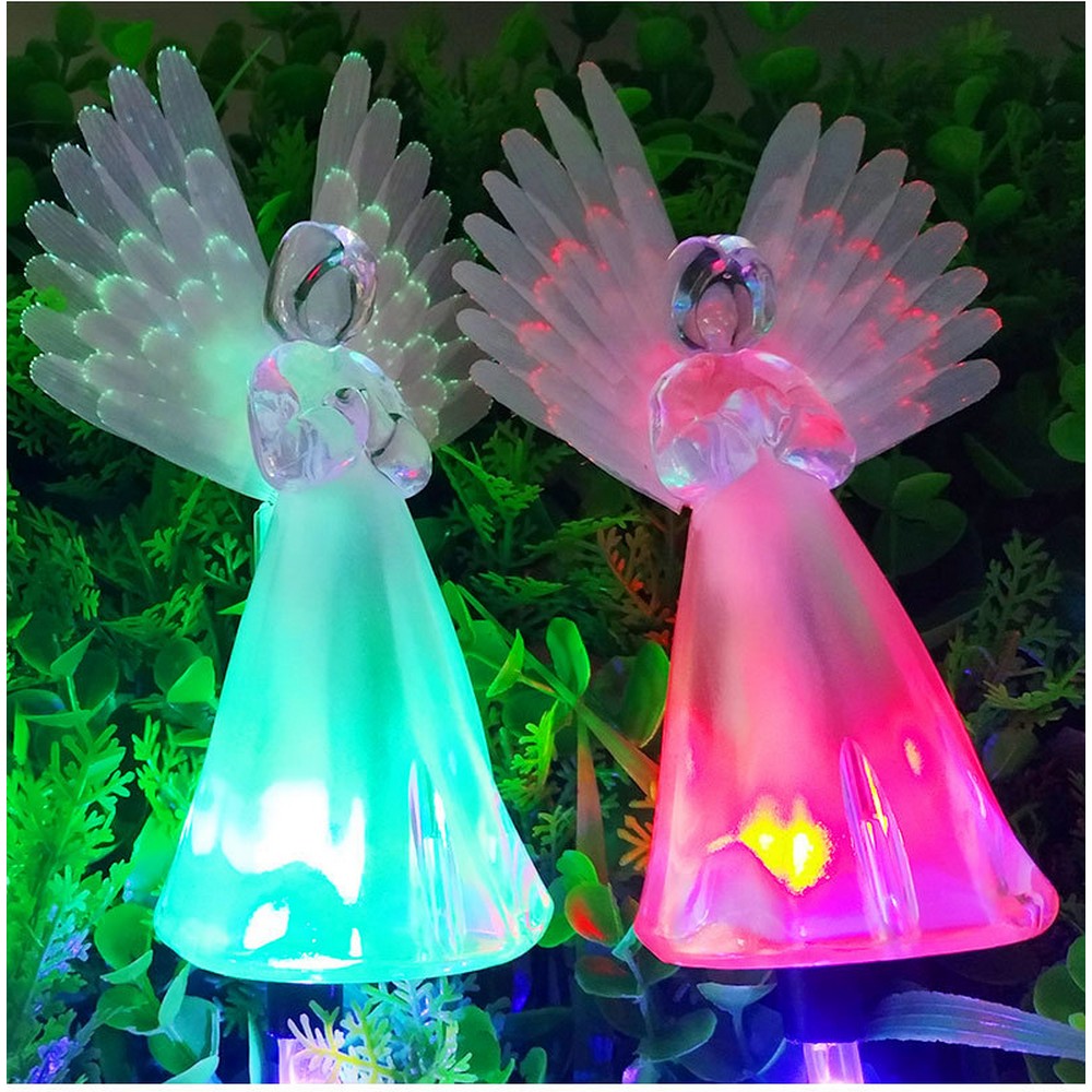 4pcs Angel Solar Garden Lights Outdoor Landscape Stake Lights for Patio Yard Lawn Decoration