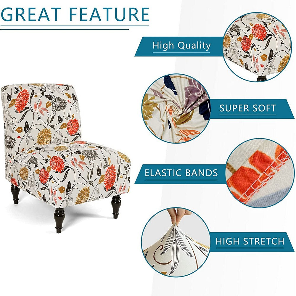 Chair Cover Removable Armless Stretch Accent Chair Cover For Living Dining Room-Style 1