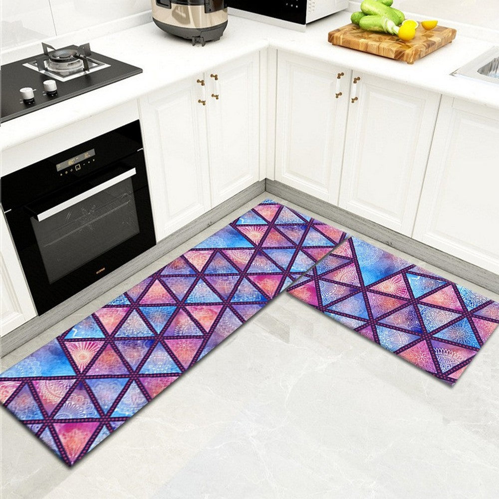 2Pcs Kitchen Rugs Boho Non Slip Washable Runners Kitchen Bathroom Floor Mats -Style 5