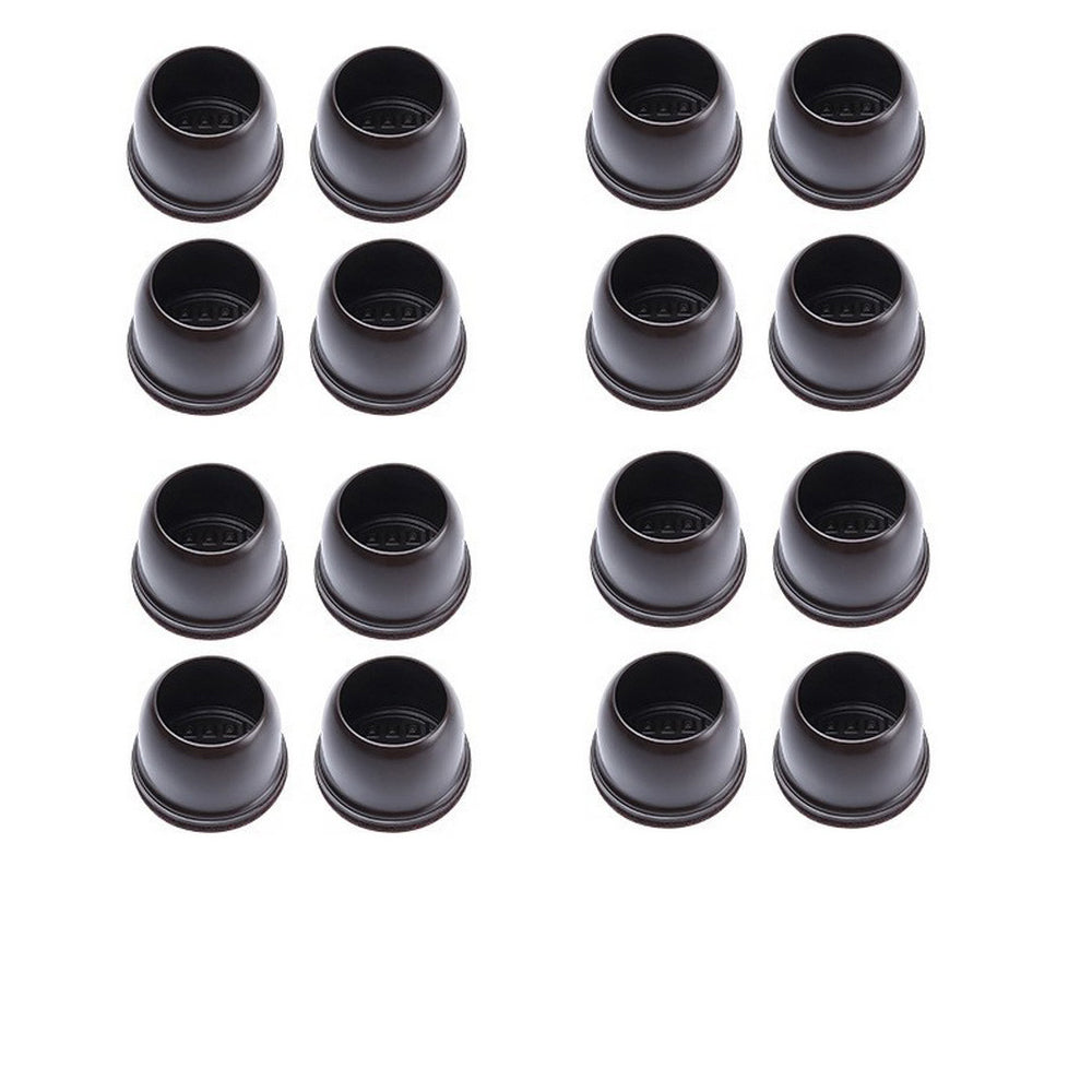 Set of 16X Extra Silicone Chair Leg Floor Protectors with Wrapped Felt-Round Brown Style