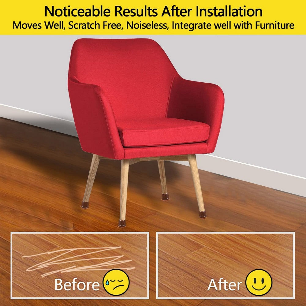 Set of 16X Extra Silicone Chair Leg Floor Protectors with Wrapped Felt-Square Brown Style
