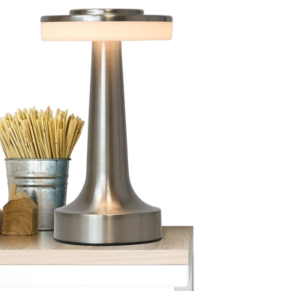 LED Table Lamp with Touch Sensor Portable Rechargeable Metal Desk Lamp 3 Levels Brightness Night Light -Silver