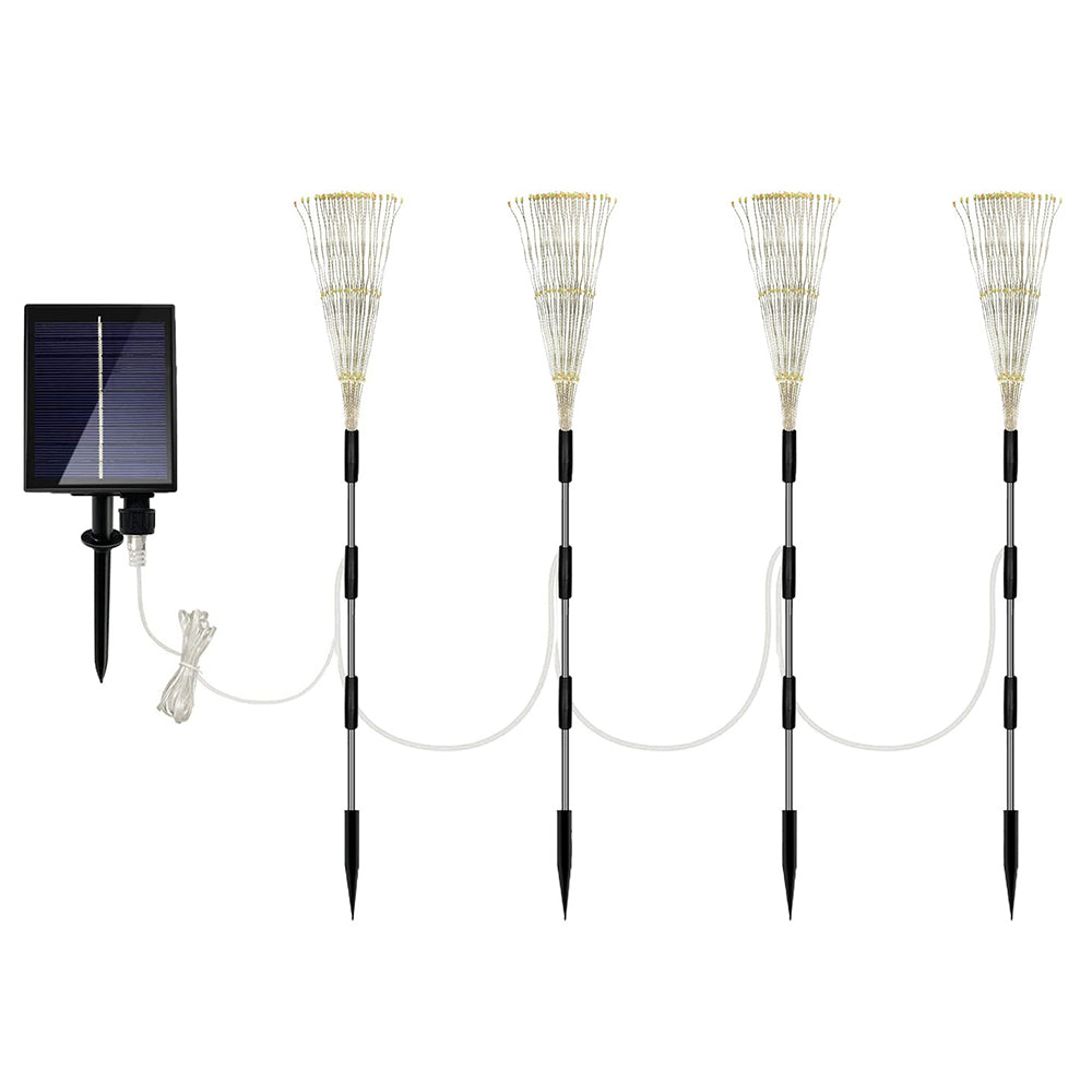 Set of 4Pcs Solar Firework Lights with Remote Colorful Light