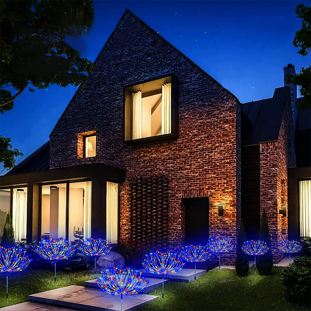 Set of 4Pcs Solar Firework Lights with Remote Colorful Light