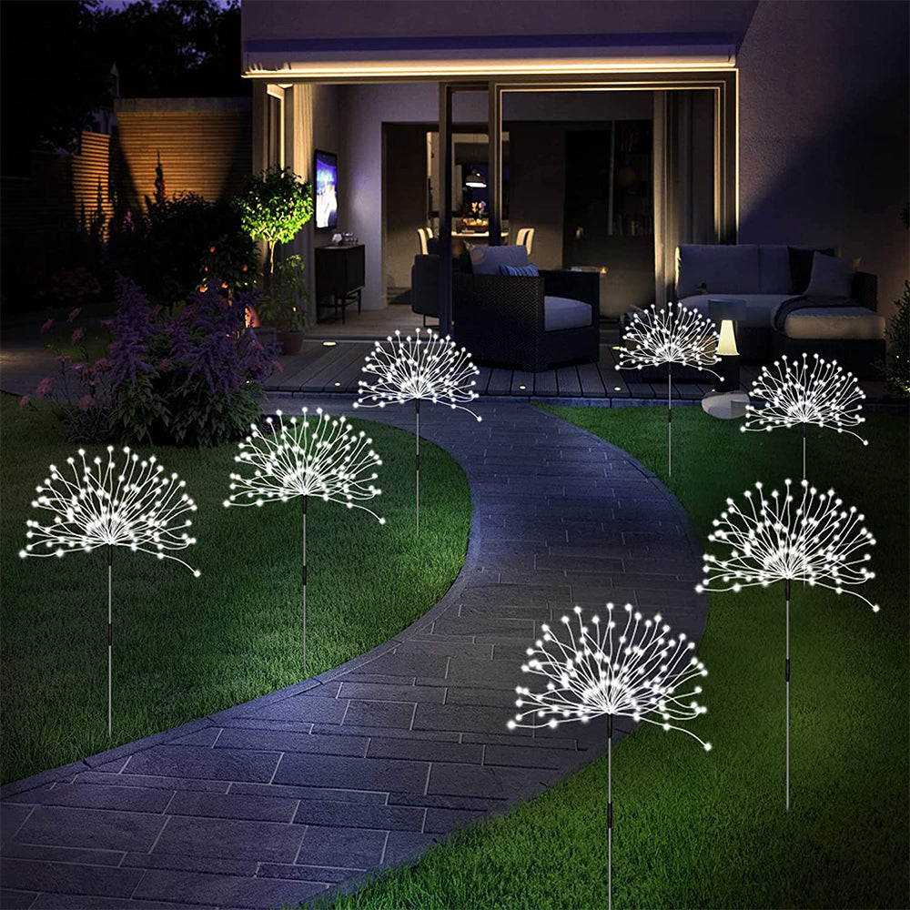 Set of 4Pcs Solar Firework Lights with Remote White Light