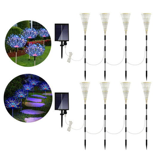 2Pcs Solar 4in1 Set Firework Light LED Starburst String Lights - Multicolor