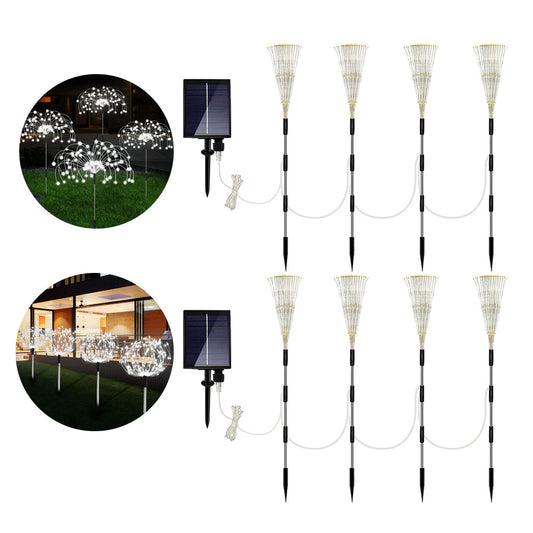 2Pcs Waterproof Solar 4in1 Set Firework Light LED Starburst String Lights -White