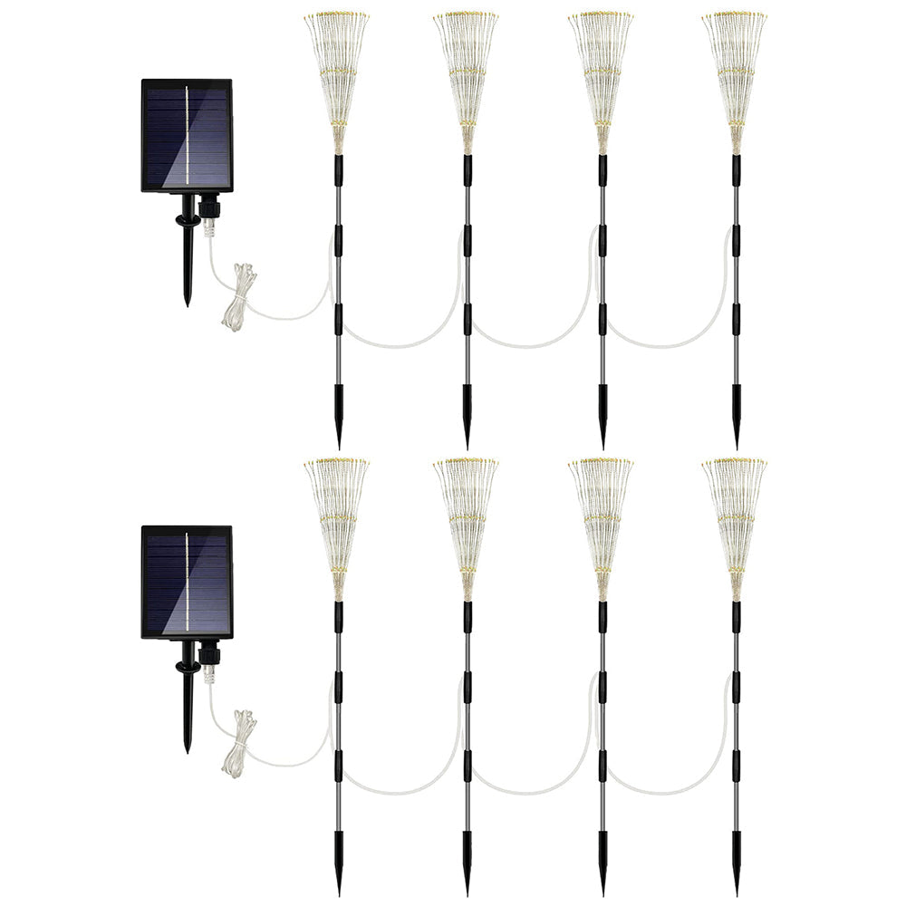2Pcs Waterproof Solar 4in1 Set Firework Light LED Starburst String Lights - Warm