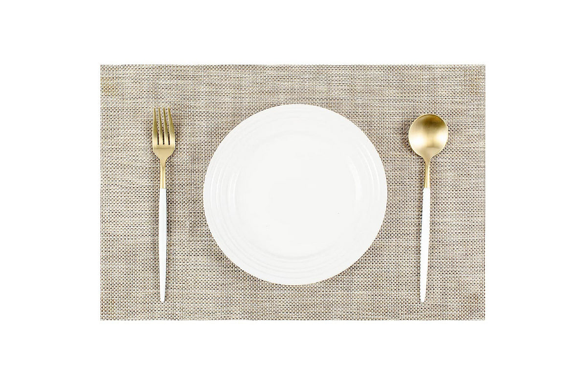 6Pcs Placemat Washable Heat And Stain Resistant Indoor Outdoor Kitchen Durable Place Mats-Beige