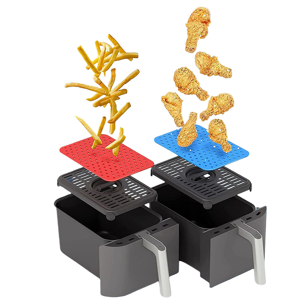 4-Piece Set Reusable Air Fryer Silicone Liners with Magnetic Cheat Sheet