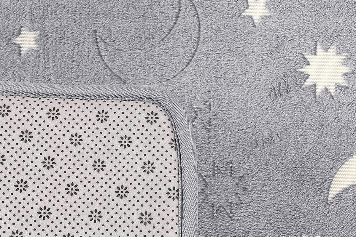 Glow in The Dark Plush Round Area Rug Fluffy Circle Mat Home Decor Bedroom Floor Door Mat Kitchen Rug-Gray