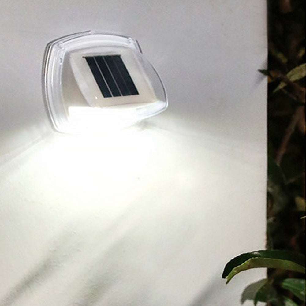 4Pcs LED Solar Powered Light with Lights Reflector 120 Degree Wide Angle for Garden Yard Garage -White light