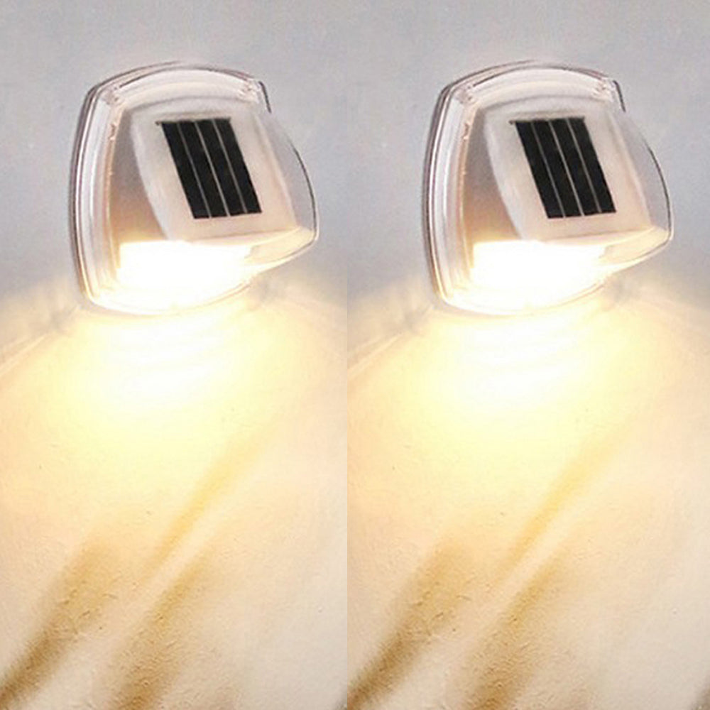 4Pcs LED Solar Powered Light with Lights Reflector 120 Degree Wide Angle for Garden Yard Garage -Warm light