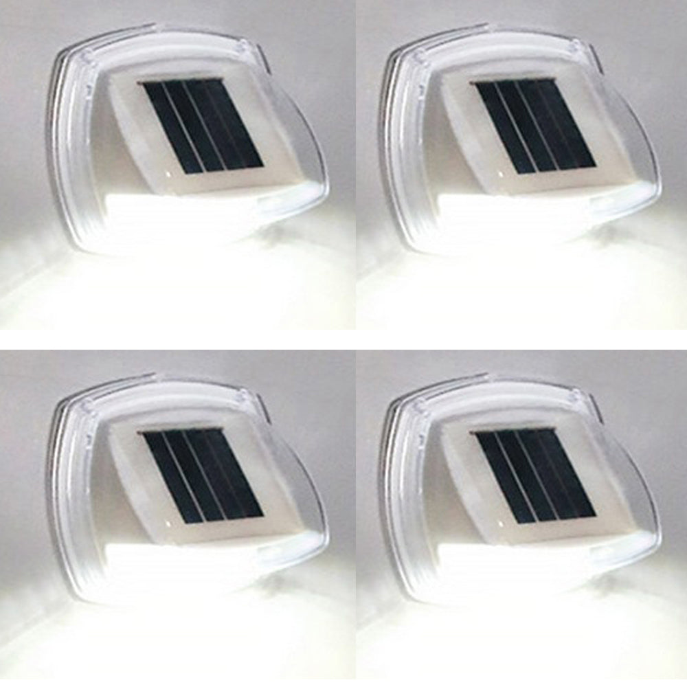 4Pcs LED Solar Powered Light with Lights Reflector 120 Degree Wide Angle for Garden Yard Garage -White light