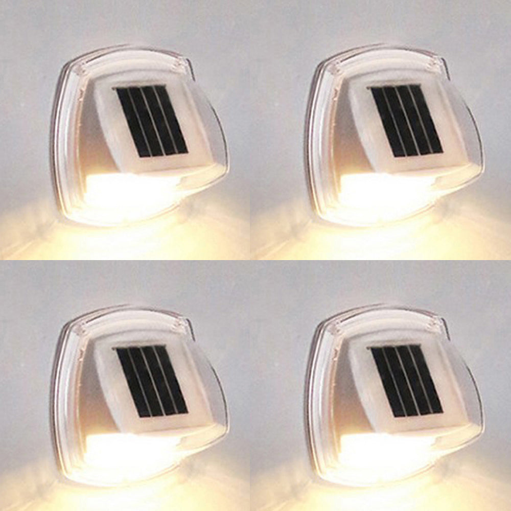 4Pcs LED Solar Powered Light with Lights Reflector 120 Degree Wide Angle for Garden Yard Garage -Warm light