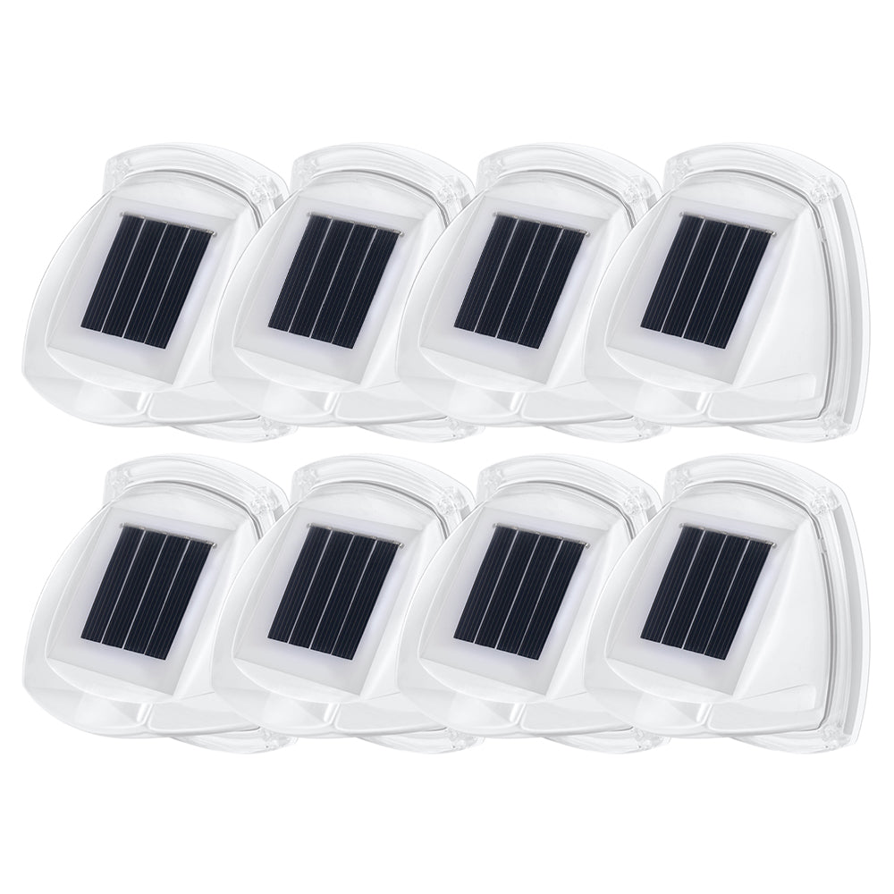 8Pcs LED Solar Powered Light with Lights Reflector 120 Degree Wide Angle for Garden Yard Garage -White light