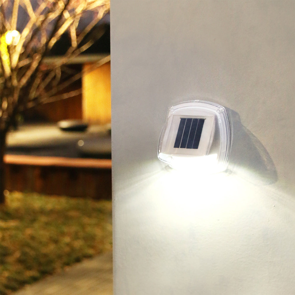 8Pcs LED Solar Powered Light with Lights Reflector 120 Degree Wide Angle for Garden Yard Garage -Warm light
