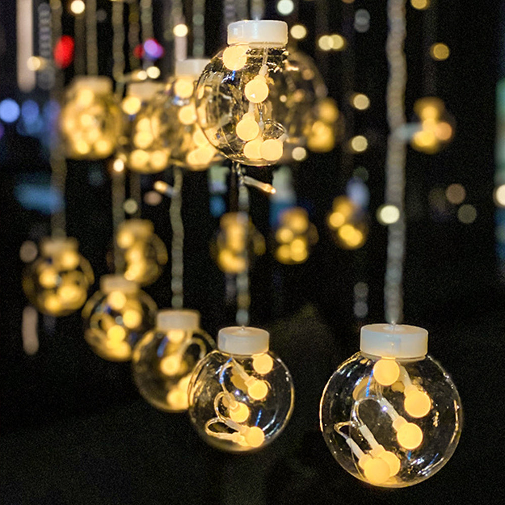 Wishing Ball Curtain Lights USB or Battery Powered LED Fairy Lights for Christmas Tree Decoration -Warm white