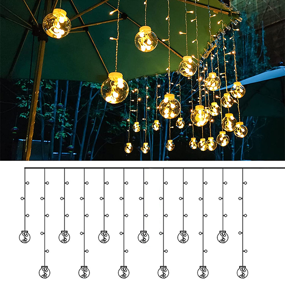 Wishing Ball Curtain Lights USB or Battery Powered LED Fairy Lights for Christmas Tree Decoration -Warm white
