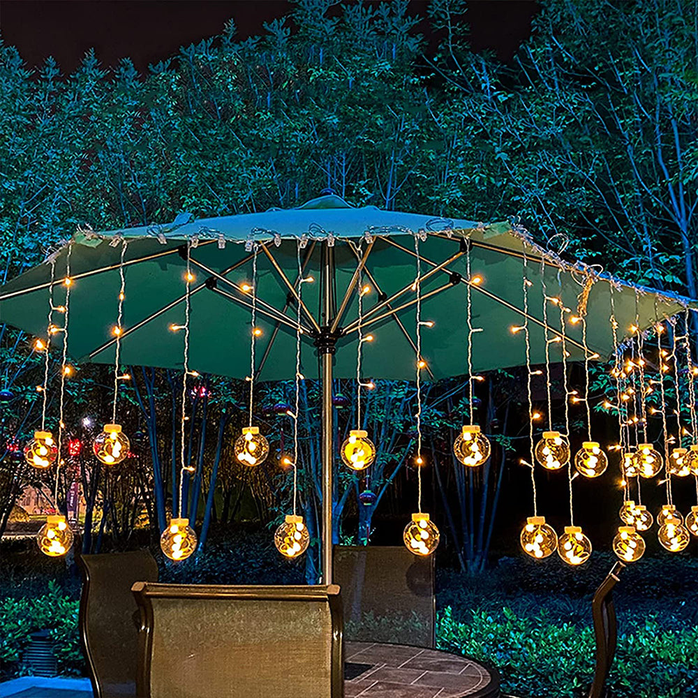 Wishing Ball Curtain Lights USB or Battery Powered LED Fairy Lights for Christmas Tree Decoration -Warm white
