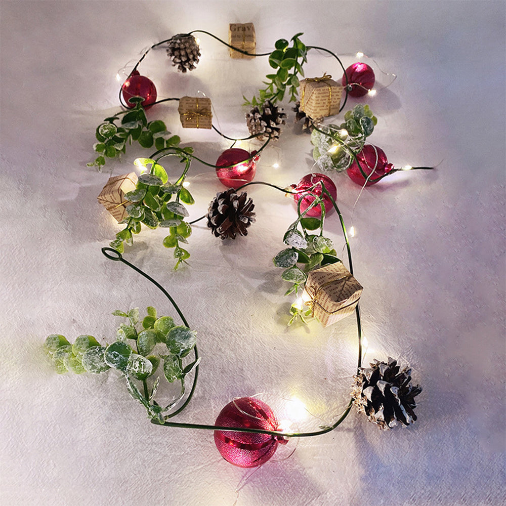 Christmas String Lights 3M 20LEDs Pine Conifer Hanging Lights for Xmas Tree Indoor Home Decor -Style 1