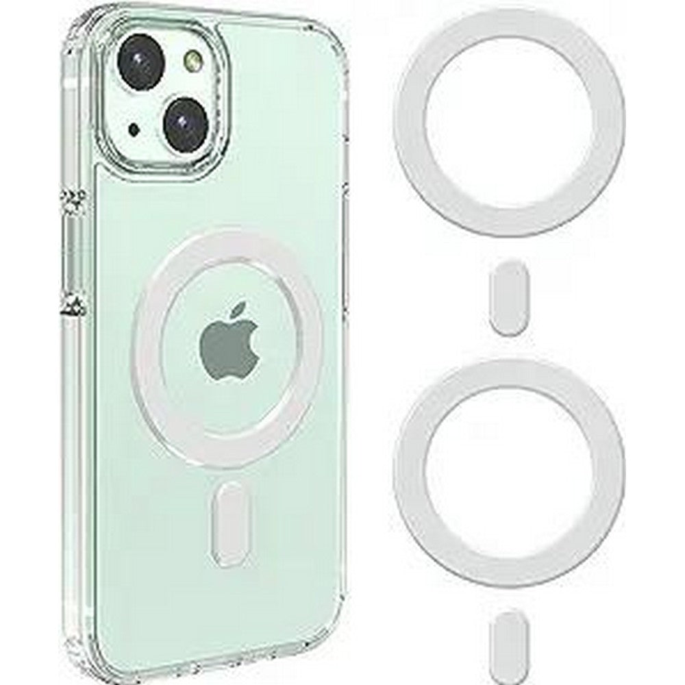 2Pcs Magnetic Wireless Charger Universal Metal Rings Sticker for Magsafe Accessories C -White