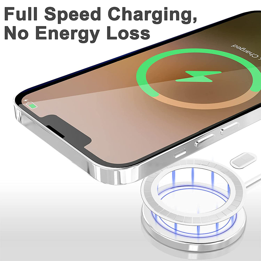 2Pcs Magnetic Wireless Charger Universal Metal Rings Sticker for Magsafe Accessories C -White