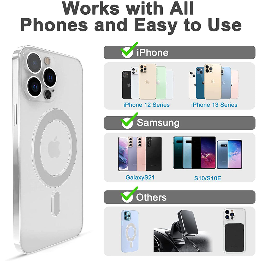 2Pcs Magnetic Wireless Charger Universal Metal Rings Sticker for Magsafe Accessories C -White