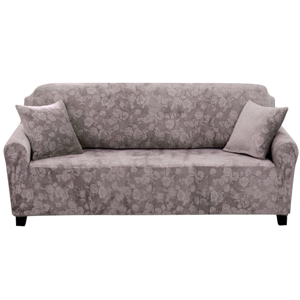 Sofa Cover Vintage Embossed Flower Sofa Cover Stretch Chair Couch Slipcovers - Grey/One-Seater