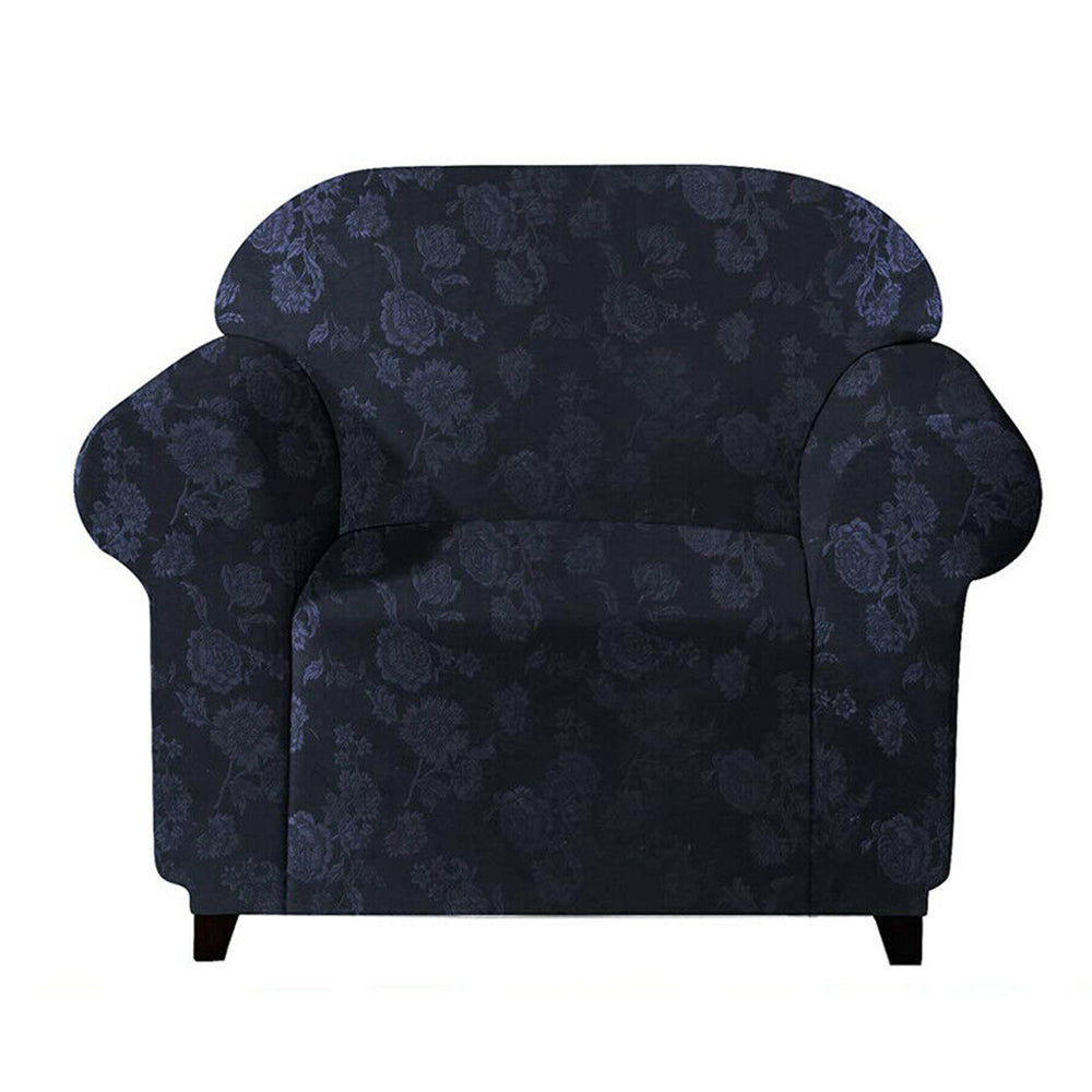 Sofa Cover Vintage Embossed Flower Sofa Cover Stretch Chair Couch Slipcovers - Black/One-Seater