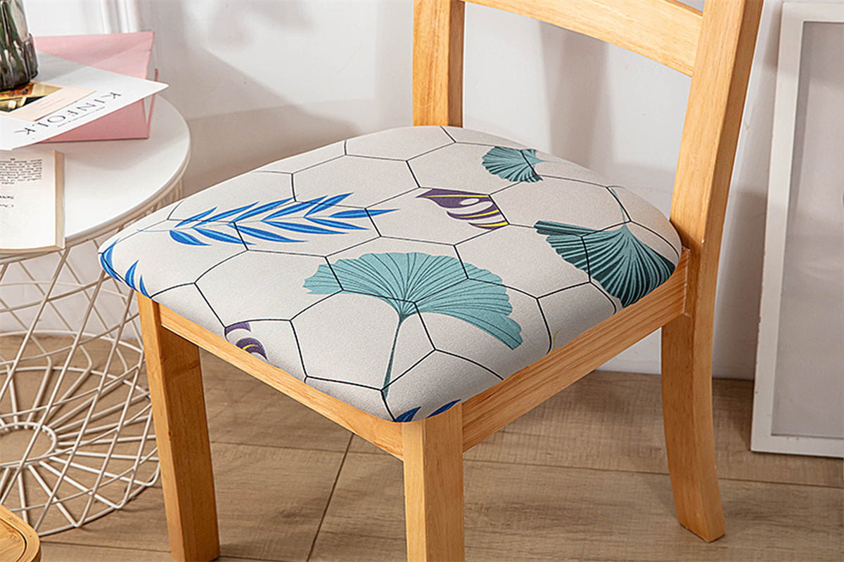 Dining Chair Cover Stretch Cushion Slipcover Seat Cover Washable Protector Removable Washable Chair Seat Cover-Apricot leaves