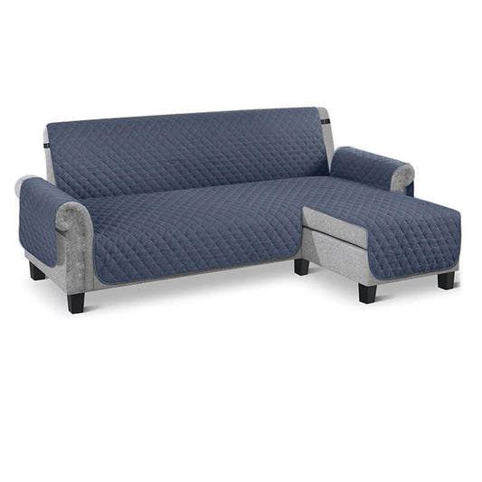 Sofa Cover Waterproof Reversible L Shaped Sofa Cover Sectional Couch Chaise Lounge Covers for Kids Pets-Blue gray
