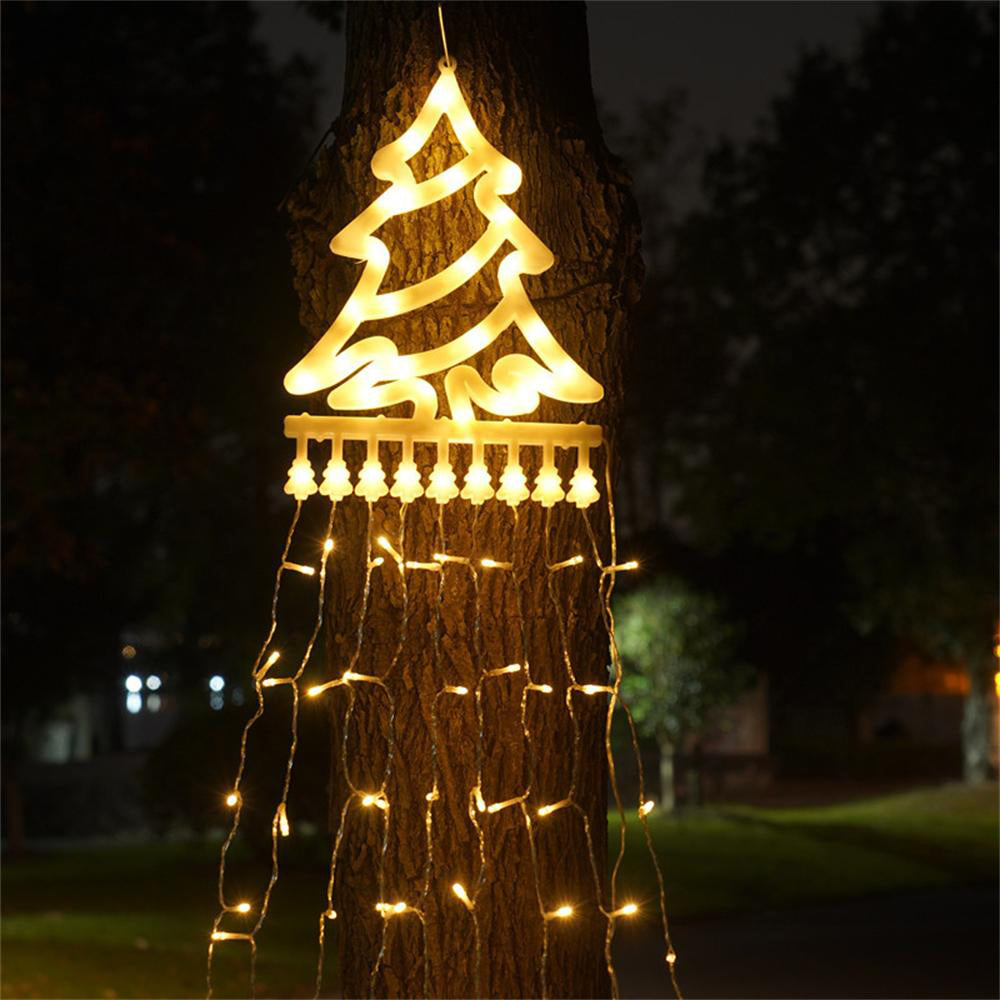 Christmas Decorations Waterfall Lights 350 LED Solar Waterfall String Light Fairy Xmas Tree Hanging Decor Outdoor -Warm White