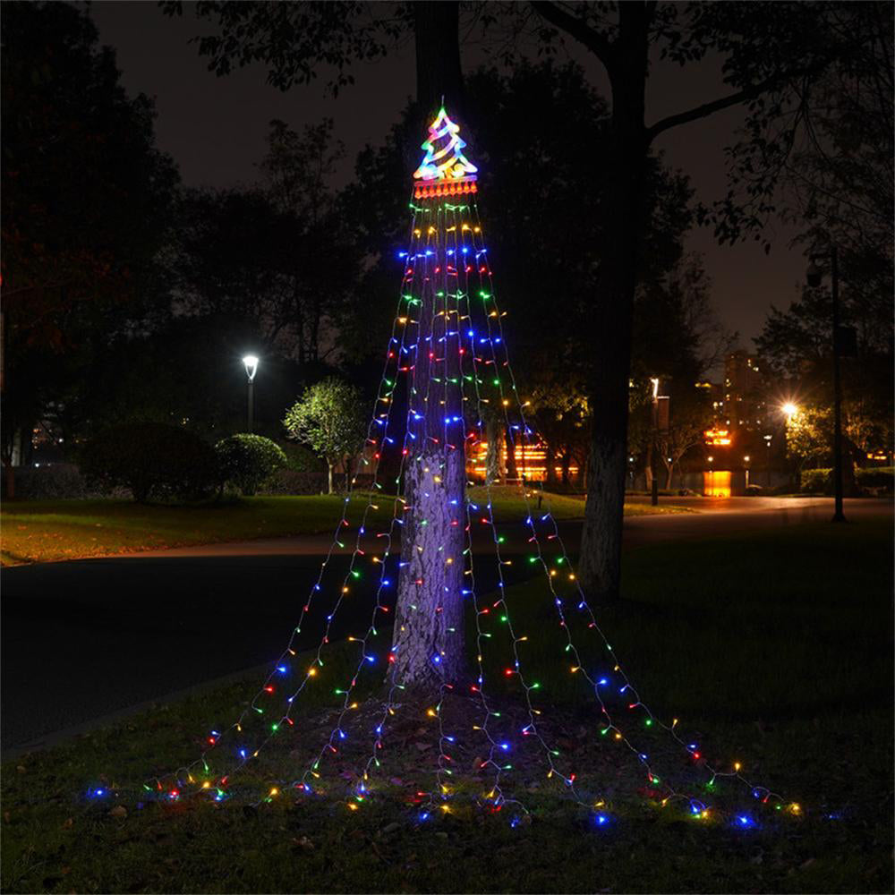 Christmas Decorations Waterfall Lights 350 LED Solar Waterfall String Light Fairy Xmas Tree Hanging Decor Outdoor -Multicolour