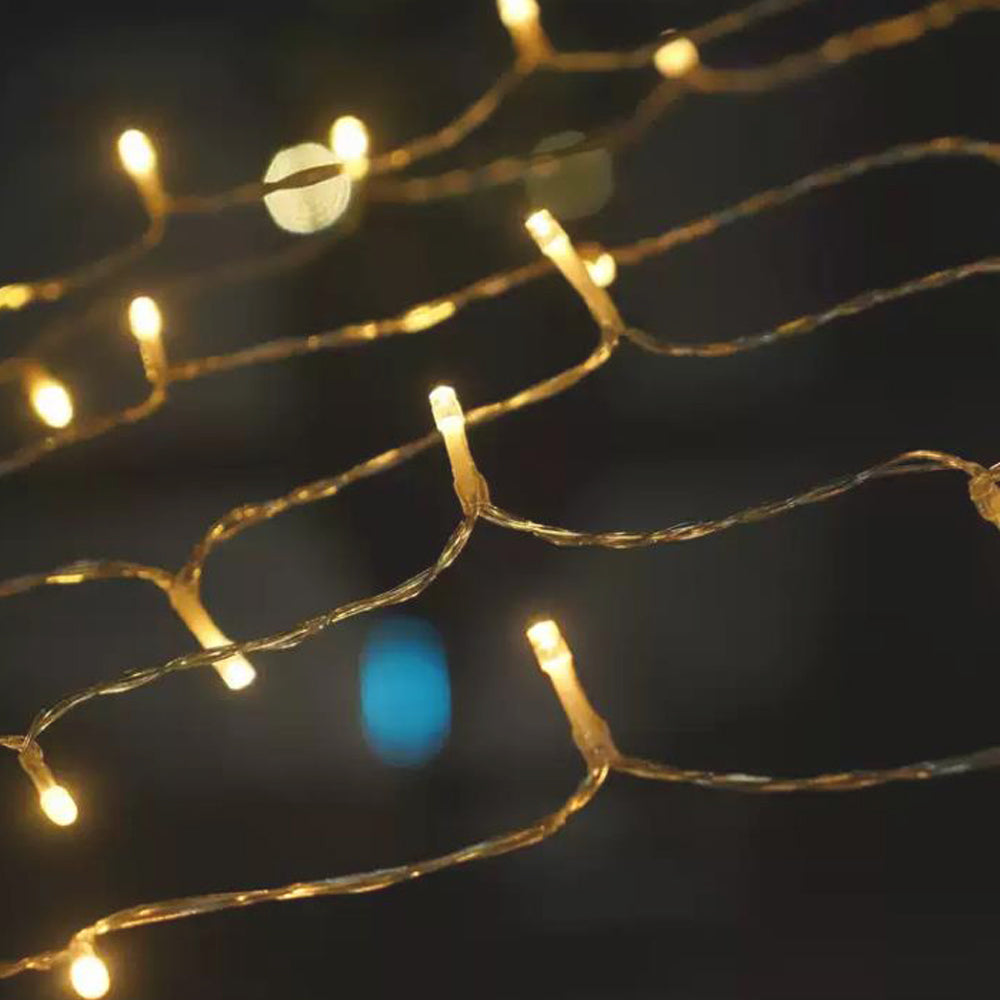 Christmas Decorations Waterfall Lights 350 LED Solar Waterfall String Light Fairy Xmas Tree Hanging Decor Outdoor -Warm White