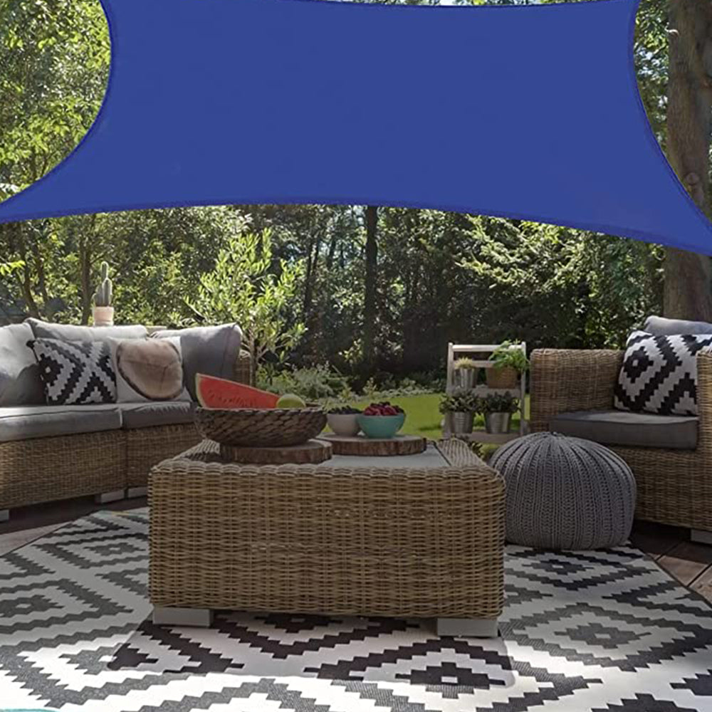 Sun Shade Sail Canopy Water Resistant Shade Cloth UV Block Sunshade Fabric for Outdoor Patio Garden -Blue