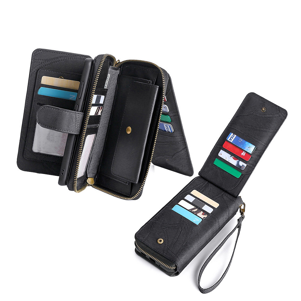 Wallet Case Compatible for iPhone 13 14 Series Women Detachable Phone Cover with Card Holder -Black-13M